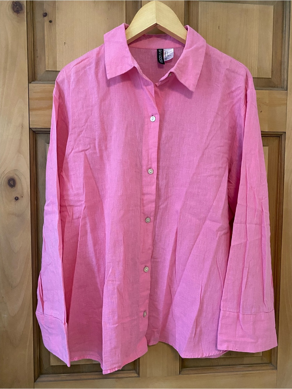 Pink Button-Up Linen Blend Shirt